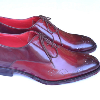 Crafted leather new men burgundy calf oxford dress shoes  - Thumbnail 1