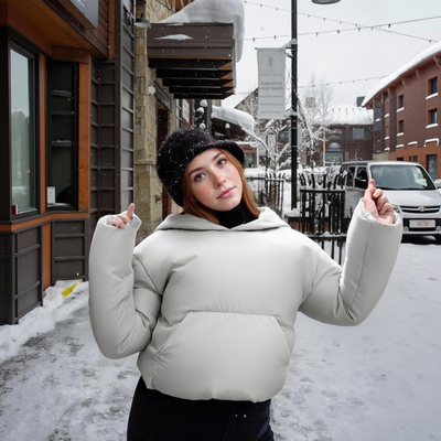 Fashionable hooded loose-fitting cotton coat