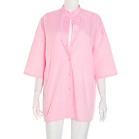 Versatile casual solid color long short-sleeved single-breasted shirt - Thumbnail 1