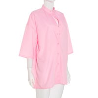 Versatile casual solid color long short-sleeved single-breasted shirt - Thumbnail 4