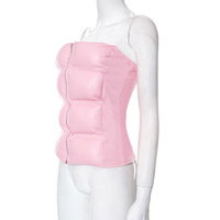 Solid color zippered tube-top cotton top - Thumbnail 4