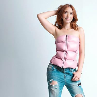 Solid color zippered tube-top cotton top