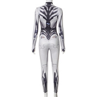 Mechanical Print Half-Turtleneck Long-Sleeved Jumpsuit High-Elastic Tights - Thumbnail 4