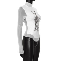 Skull print mesh panel top - Thumbnail 4