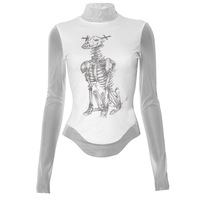 Skull print mesh panel top - Thumbnail 5