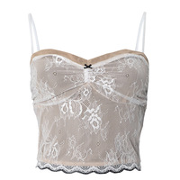 Sexy lace stitching split camisole - Thumbnail 4