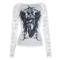 Solid color lace hollow low neck long sleeve hip skirt - Thumbnail 2