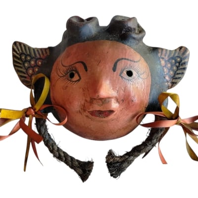 Coconut mask. collectibles. home decoration. wall decoration. interior decoration. mexican mask. mexican craft. mexican folk art.