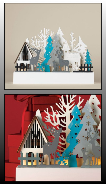 Wooden Village Winter Scene