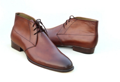 Crafted Leather Handmade Men Brown Leather Dress Chukka Boot