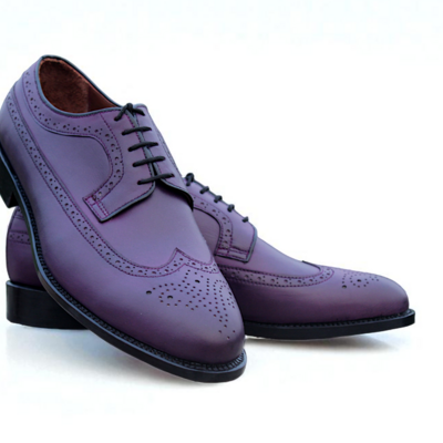 Crafted leather classic purple leather wingtip oxford dress shoes