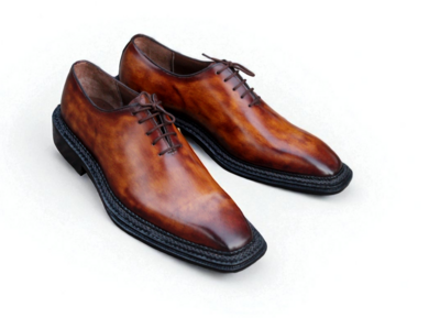 Crafted Leather Classic Men Brown Patina Leather Norwegian Welted Dress Shoes