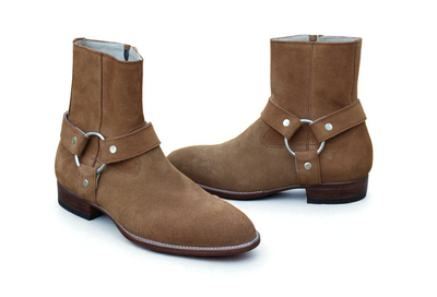 Crafted Leather Classic Brown Suede Jodhpur Boots with Cuban Heel