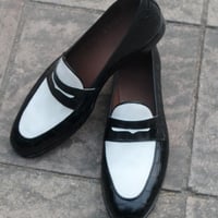 Crafted Leather Classic New Handmade Men Black Crocodile White Leather Loafers Moccasin Dress Formal Shoes - Thumbnail 1