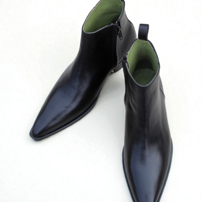 Crafted leather classic men dress shoes black leather side zipper pointed toe jodhpur boot - Thumbnail 2