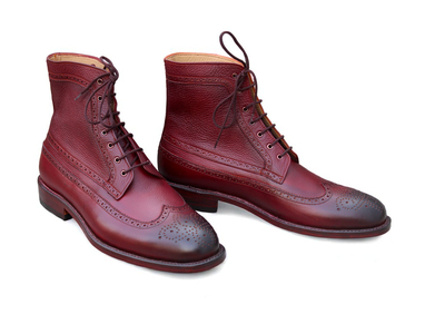 Crafted Leather Burgundy Ankle High Dress Boot