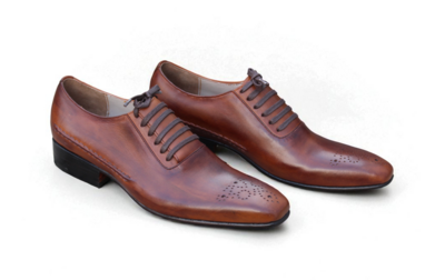 Crafted Leather Brown Patina Oxford Lace up Dress Shoes