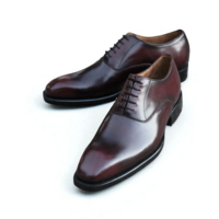  Crafted Leather Classic Dark Brown Leather Oxford Lace up Dress Shoes - Thumbnail 1