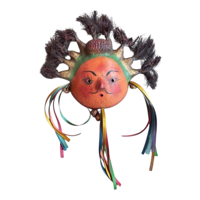 Coconut mask. collectibles. home decoration. wall decoration. interior decoration. mexican mask. mexican craft. mexican folk art.
