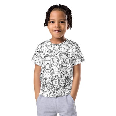 Space friends kids crew neck t-shirt