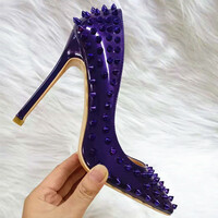 12cm rivet high heel women's fashion shoes stiletto heels 4 colors - Thumbnail 1