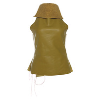 Solid color sexy backless PU leather sweet cool hot girl vest halter neck top - Thumbnail 2