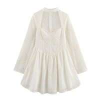 Fashionable and simple lace trumpet sleeve dress - Thumbnail 1