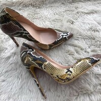 12cm snake pattern high heel women's fashion shoes stiletto heels - Thumbnail 3