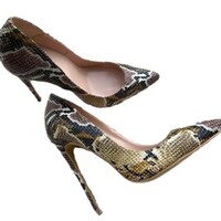 12cm snake pattern high heel women's fashion shoes stiletto heels - Thumbnail 1