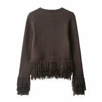 Fashionable and simple tassel button knitted jacket - Thumbnail 2