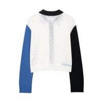 Fashionable and versatile contrasting color knitted jacket - Thumbnail 1