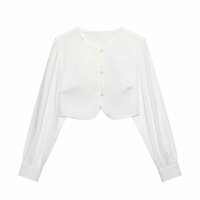 Fashionable and simple short curved hem shirt - Thumbnail 2