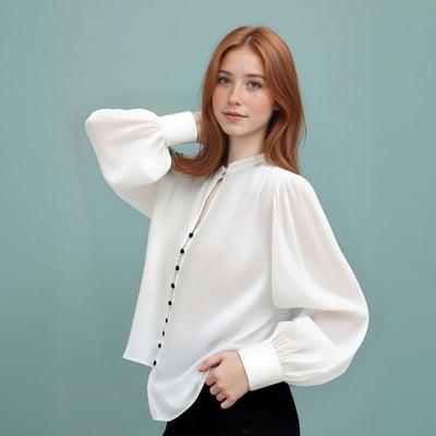 Fashionable padded shoulder long sleeve lapel casual shirt