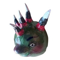 Vibrant Coconut mask. Collectibles. Home decoration. Wall decoration. Interior decoration. Mexican mask. Mexican craft. Mexican Folk Art. - Thumbnail 3