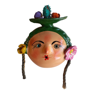 Vibrant coconut mask. collectibles. home decoration. wall decoration. interior decoration. mexican mask. mexican craft. mexican folk art.