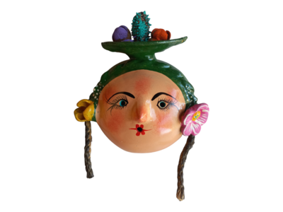 Vibrant Coconut mask. Collectibles. Home decoration. Wall decoration. Interior decoration. Mexican mask. Mexican craft. Mexican Folk Art.