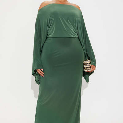 Olive off the shoulder maxi dress