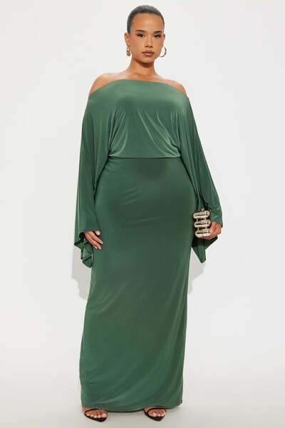 Olive Off The Shoulder Maxi Dress