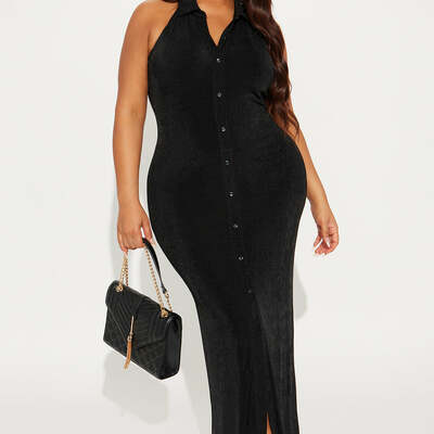 Slinky button down maxi dress