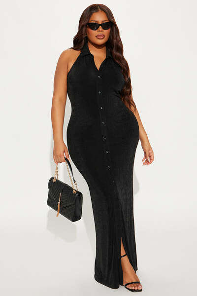 Slinky Button Down Maxi Dress