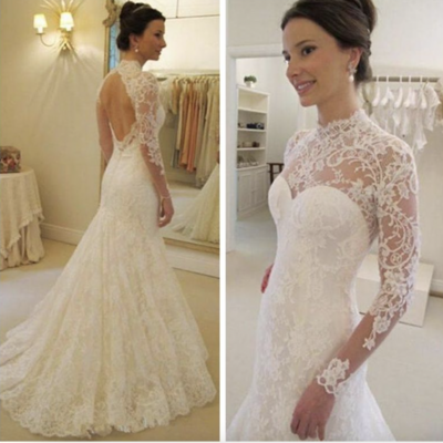 Mermaid wedding dresses bridal gown open back