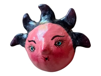 Vibrant Coconut mask. Collectibles. Home decoration. Wall decoration. Interior decoration. Mexican mask. Mexican craft. Mexican Folk Art.