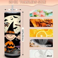 Peanuts Gang Halloween Costumes Spooky Night 20oz Tumbler Collection | Free Delivery - Thumbnail 2