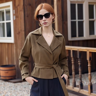 Suede suit collar casual double-breasted jacket