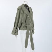 High-end French style large lapel tie trench coat 2025 autumn fashion temperament coat - Thumbnail 2