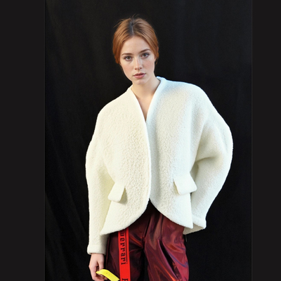 Thickened woolen coat for women 2025 autumn and winter new style celebrity style coarse woolen top