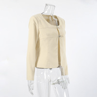 U-neck niche temperament fashion casual apricot small suit - Thumbnail 2