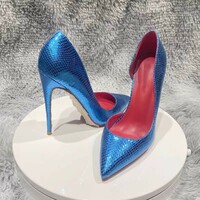 Side hollow snake pattern pointed toe heels - Thumbnail 2