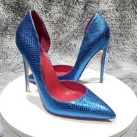 Side hollow snake pattern pointed toe heels - Thumbnail 4