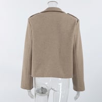 Autumn and winter solid color woolen suit fashionable large lapel casual style short jacket - Thumbnail 2